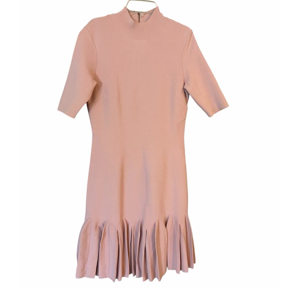 Ted Baker Womens Size US 6 Dusky Pink CANDDY Pleated Hem Bodycon Knit Mini Dress - Picture 2 of 12
